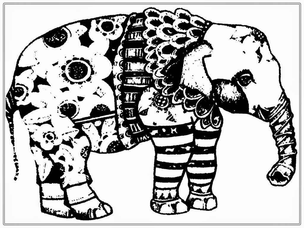 1024x768 Adult Coloring Pages Free African Elephant