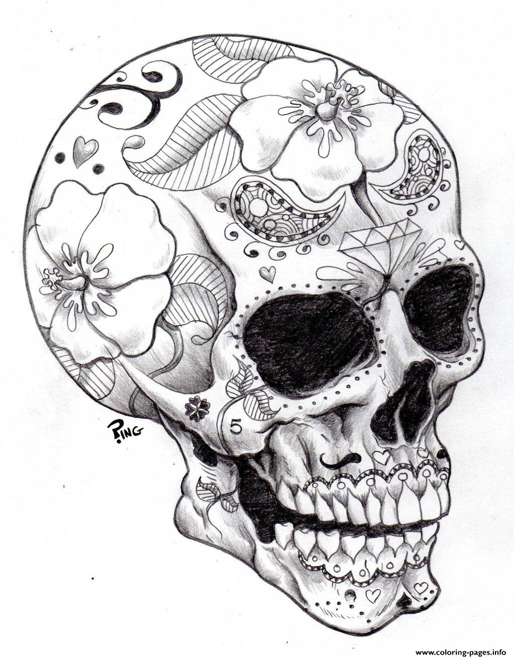 1024x1314 Adult Halloween Sugar Skull 2 Coloring Pages Printable