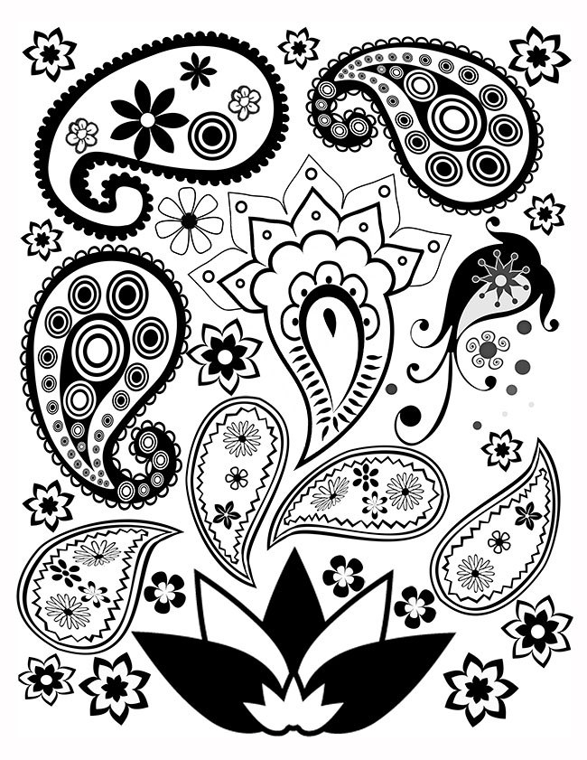 650x841 Free Printable Paisley Coloring Pages