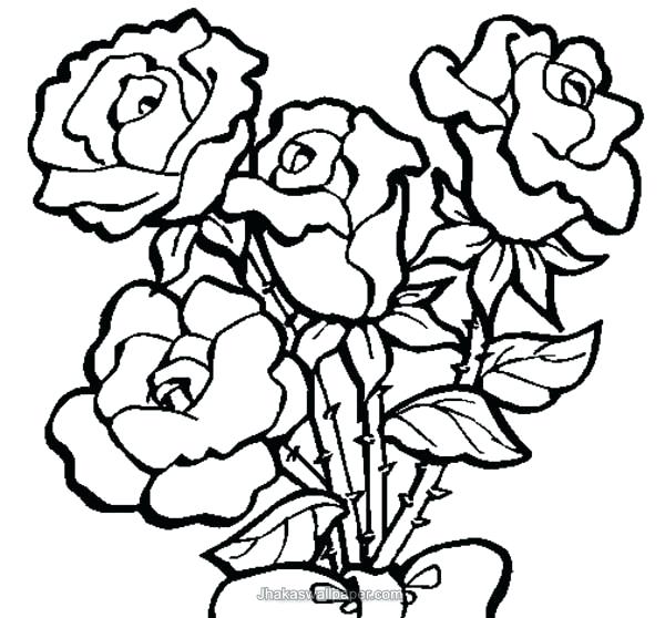 600x558 Exclusive Ideas Roses Coloring Pages Adult With Flowers Printable