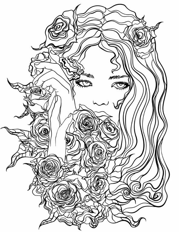 593x768 885 Best Beautiful Women Coloring Pages For Adults Images