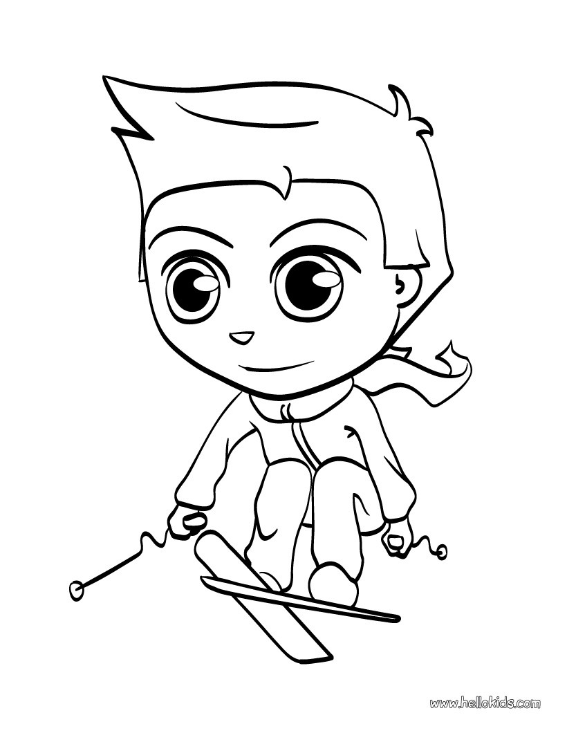820x1060 Skiing Kid Coloring Pages