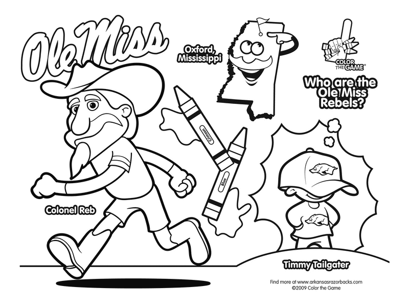 800x600 Ole Miss Rebels College Football Coloring Page Ole Miss Manning