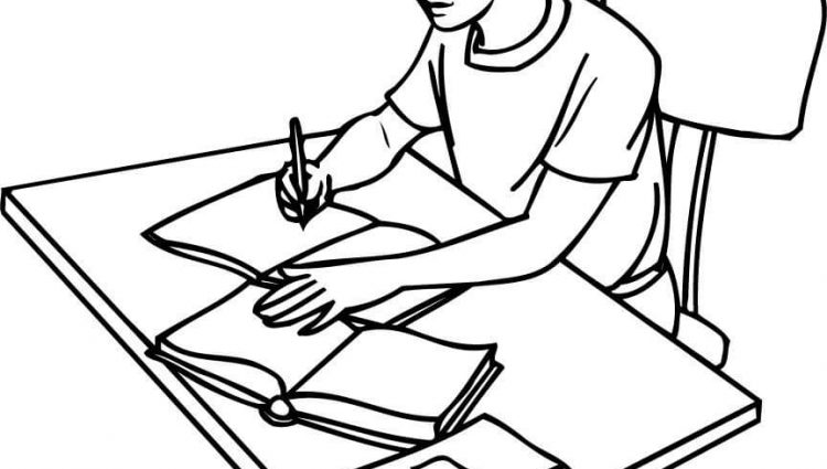 750x425 Coloring Pages For College Students A Girl Student Writing