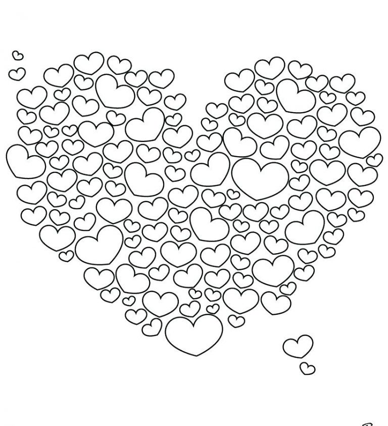 768x843 Lots Of Hearts Coloring Pages New Valentines Heart Page Ribbon