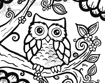 340x270 Cute Owl Coloring Page Pages For Kids Cartoon
