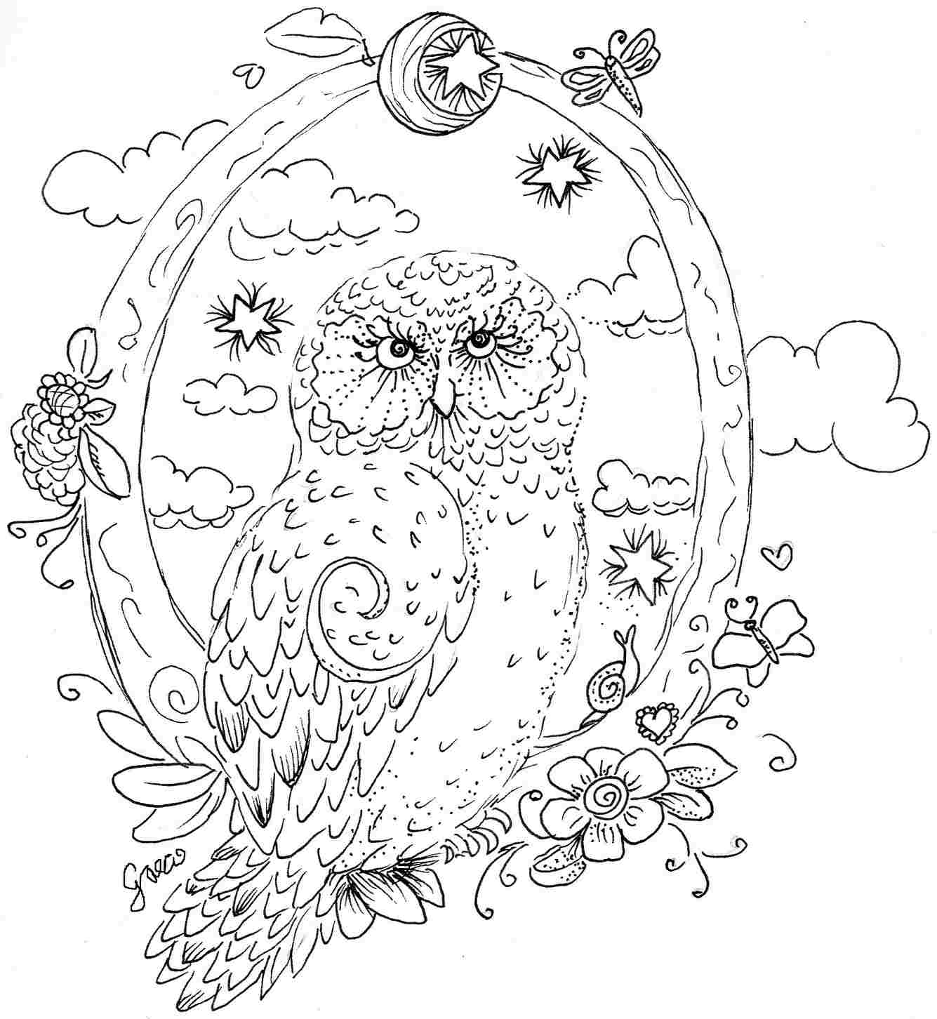 1335x1452 Coloring Pages For Adults Difficult Owls Color Bros