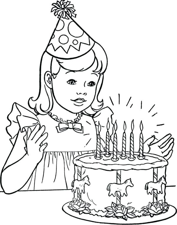 600x762 Girl Coloring Pages Printable Kids Coloring Birthday Girl Coloring