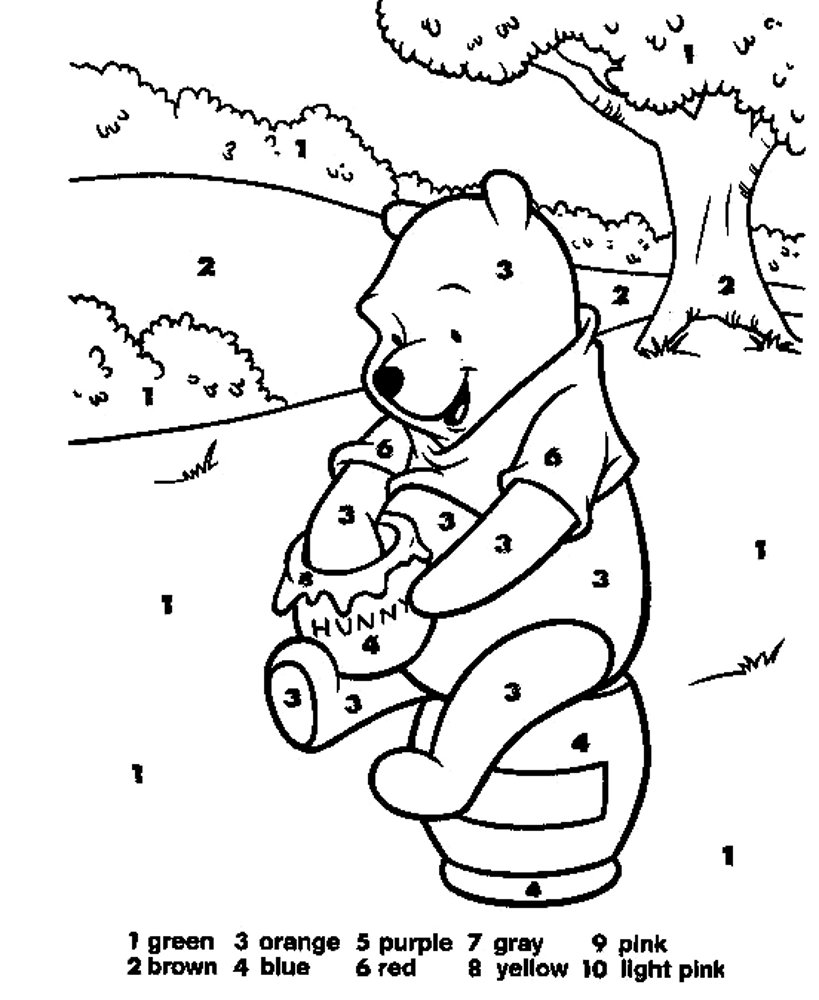 819x1000 Beautiful Color By Numbers Coloring Pages Pooh With Hunny