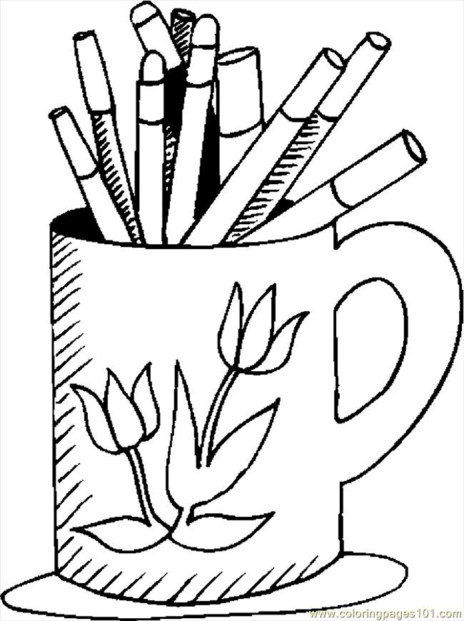650x870 Mug Amp Markers Coloring Page