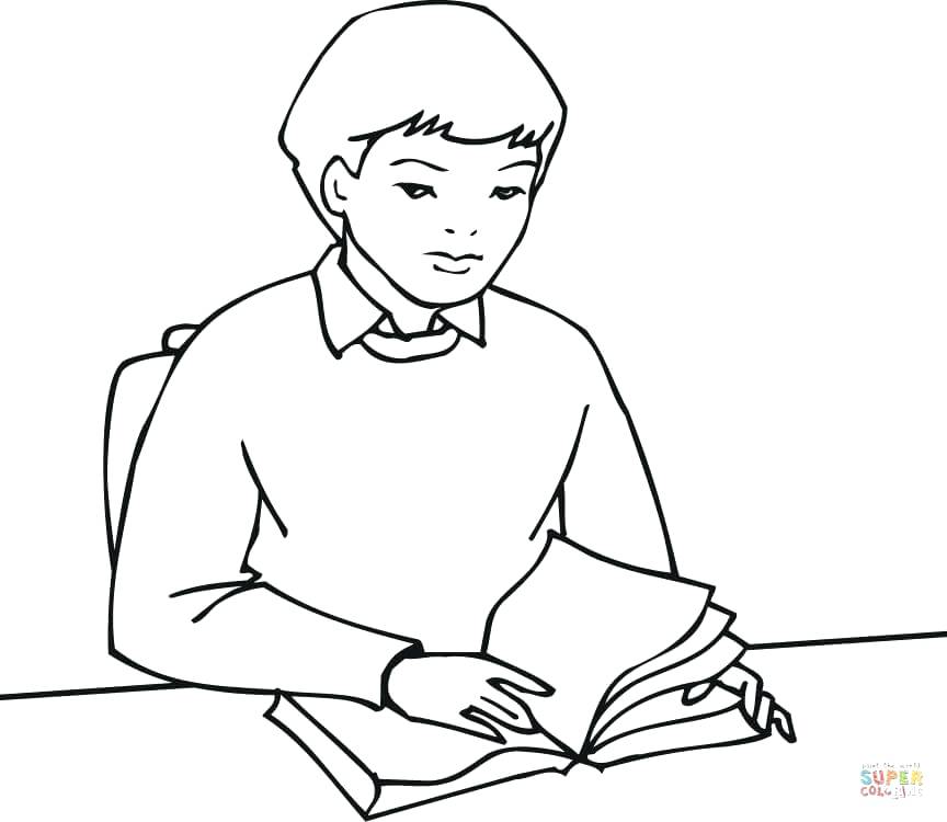 864x750 Coloring Pages Book Click The A Boy Student Reading A Book