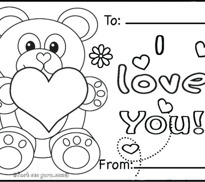 678x600 Colorable Valentines Day Cards Coloring Pages