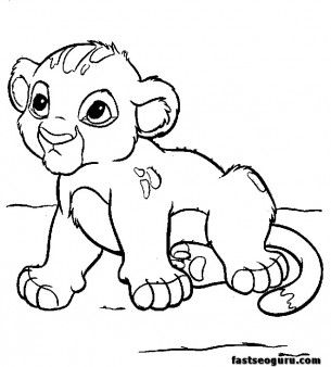 305x338 Free Coloring Sheets Kids On Coloring Pages Young Simba Cartoon