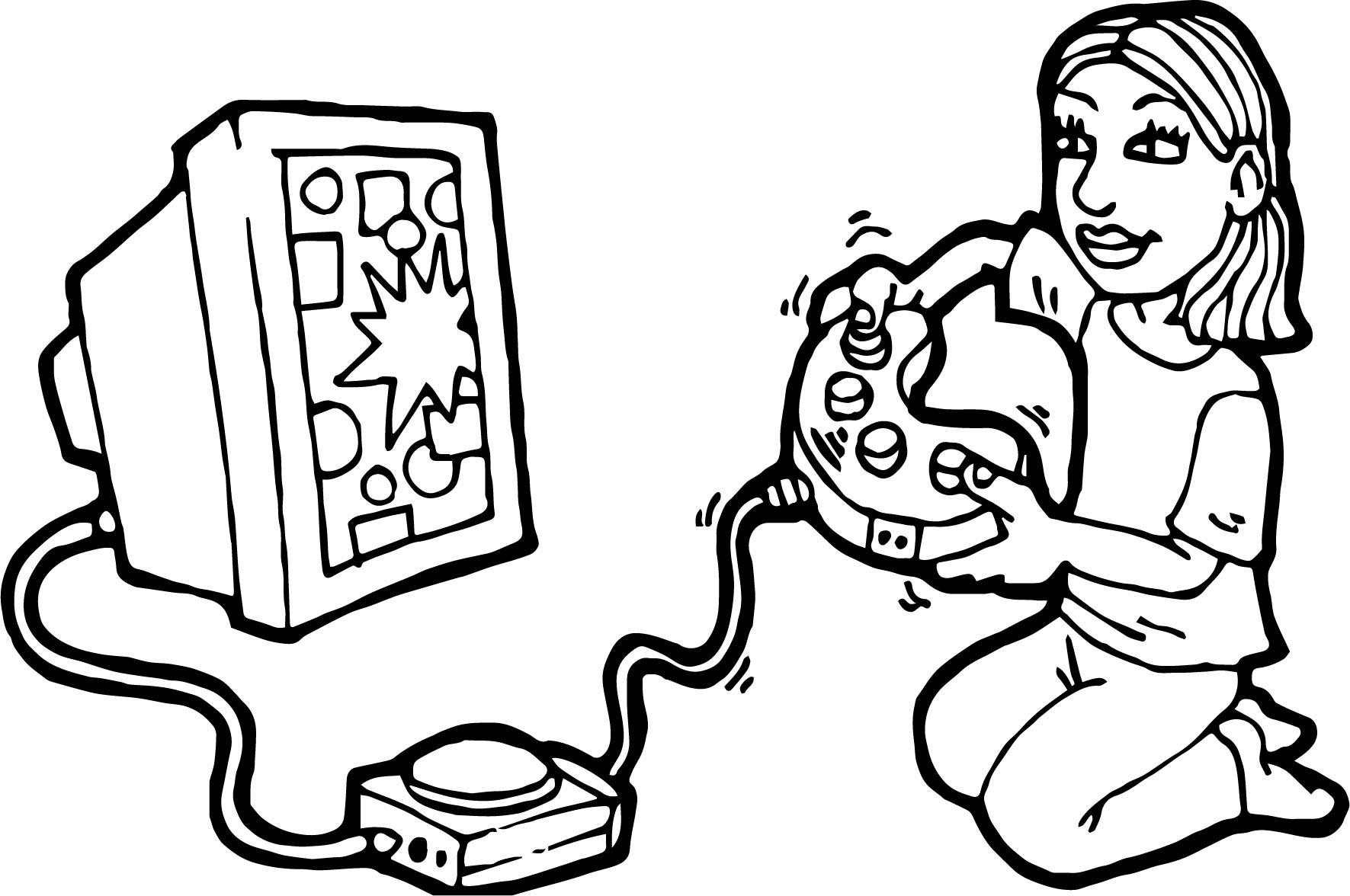 1771x1176 Best Girl Big Playing Computer Games Coloring Page Wecoloringpage