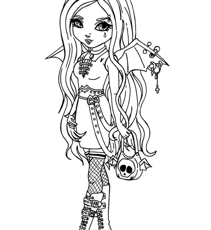 736x800 Free Gothic Coloring Pages For Adults Angel Goth Tinkerbell Anime