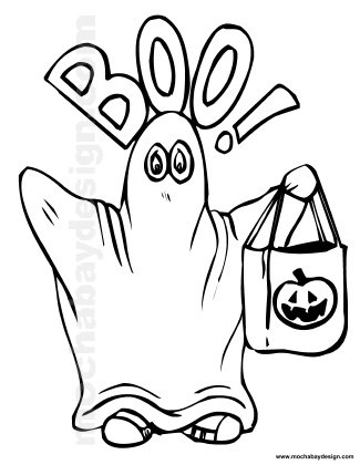 325x420 Cute Boo Ghost Printable Halloween Kids Coloring Page