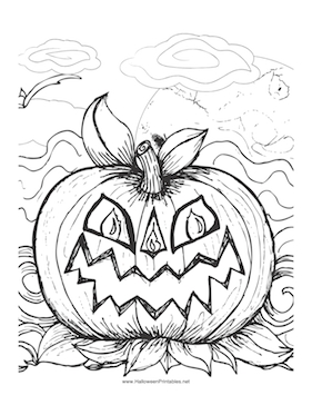 281x364 A Scary Jack O Lantern Makes A Perfect Image For Children To Color