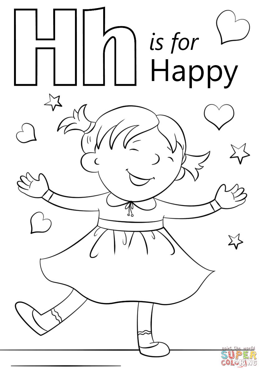 849x1200 Letter H Is For Happy Coloring Page Free Printable Pages