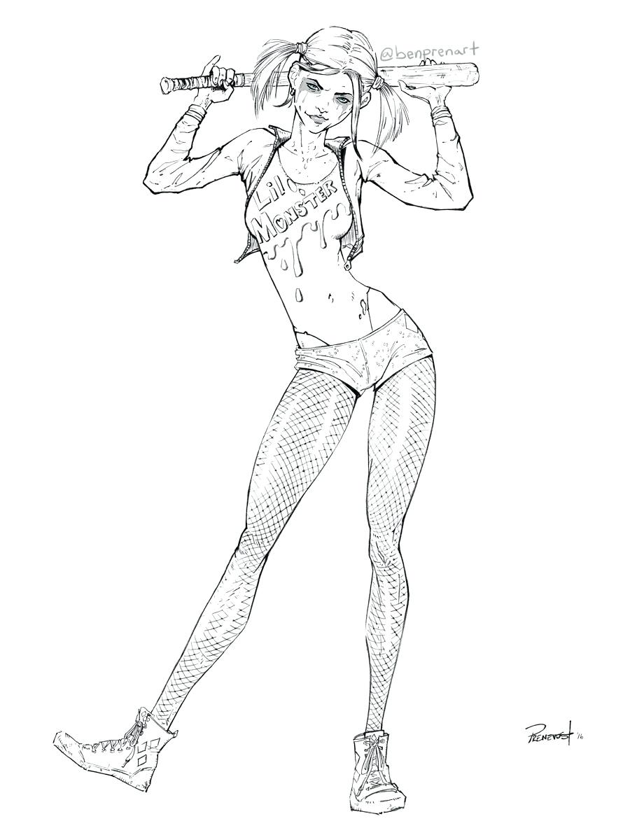 900x1173 Coloring Pages ~ Harley Quinn Coloring Pages Page For Adults