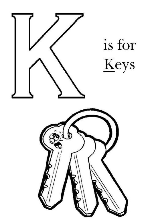 580x773 K Is For Key Alphabet Coloring Pages Free Letter Of The Week