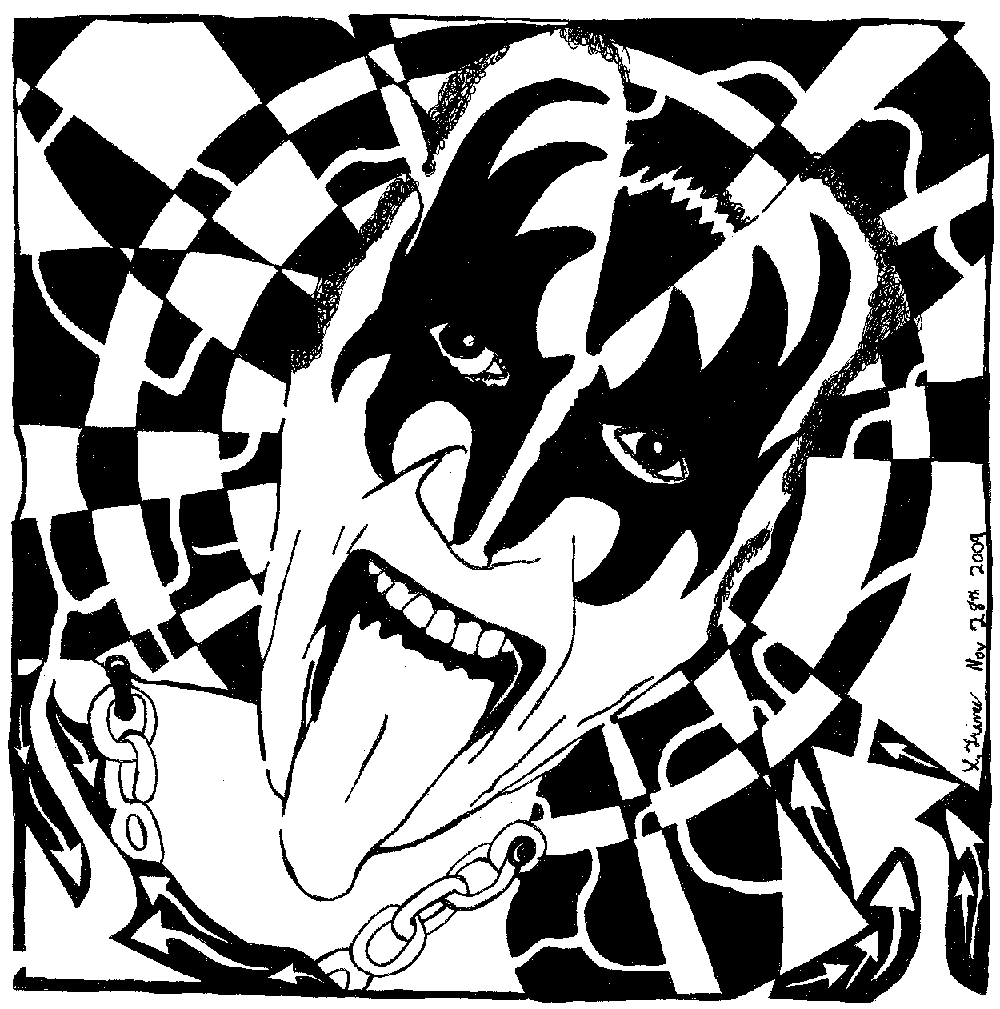 1000x1009 Gene Simmons, Kiss, Maze, Maze Portrait, Maze Art Coloring Book