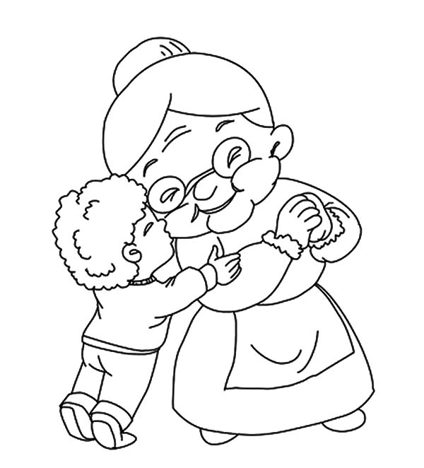 600x662 A Boy Kiss His Grandmother Coloring Pages Color Luna