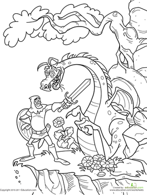 301x397 Knights And Dragons Coloring Pages