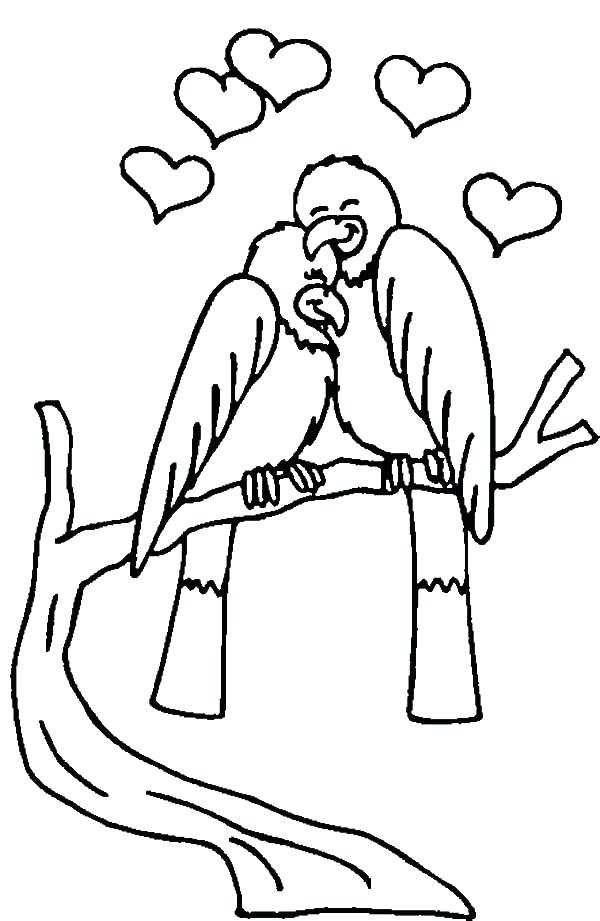 600x921 Love Birds Surrounded By Love Shaped Plant Coloring Pages Batch