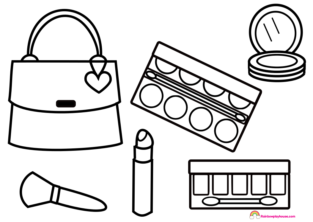 1053x745 Glitter Makeup Printable Coloring Page