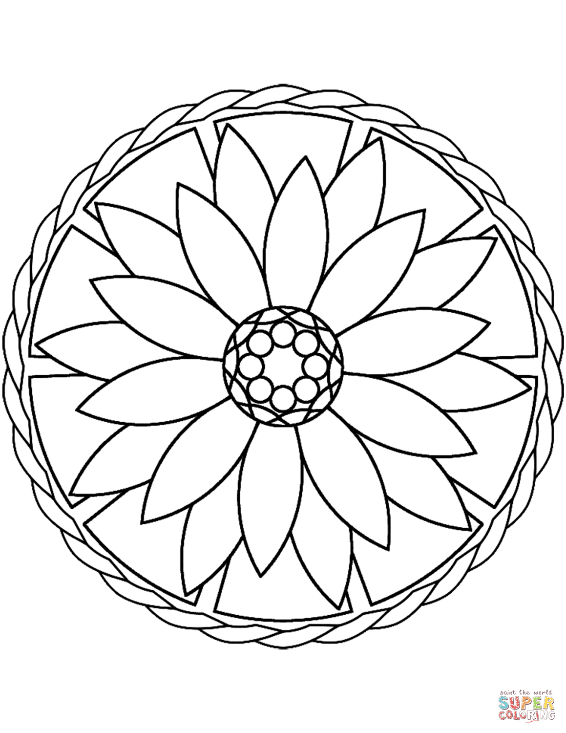 1159x1500 Simple Mandala With Flower 2 Coloring Page For Pages
