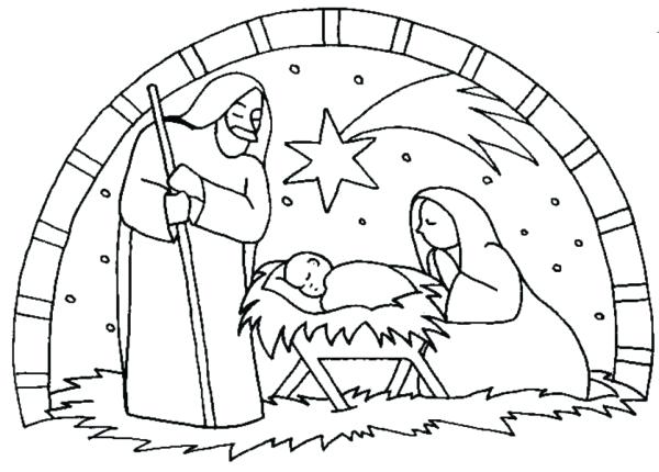 600x430 Nativity Scene Coloring Pages Nativity The Birth Of Scene Coloring