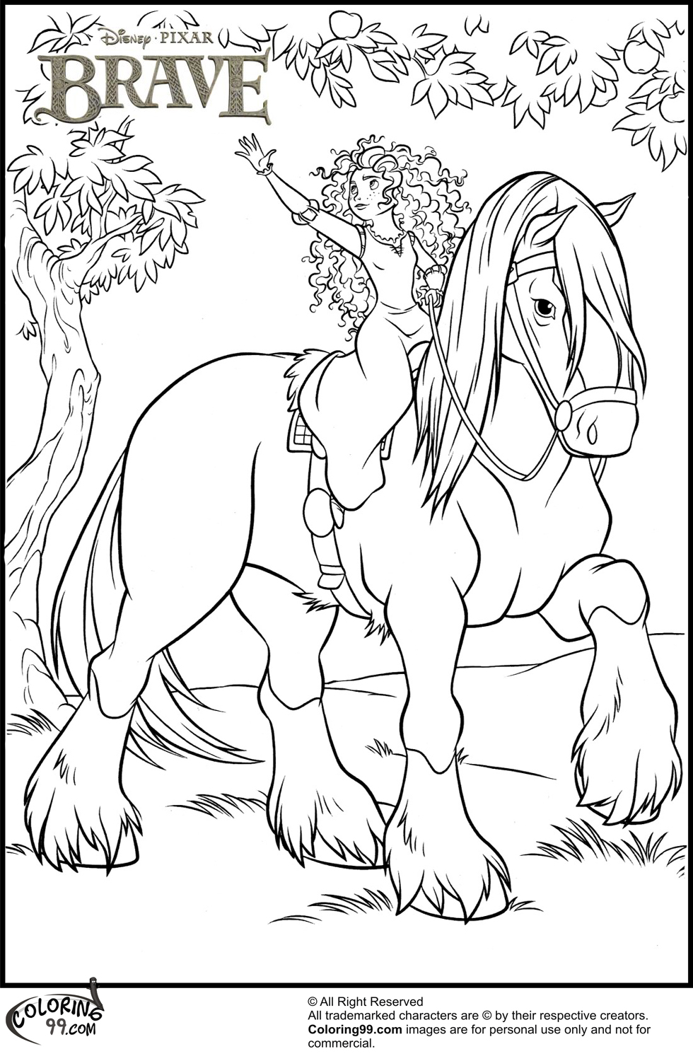 980x1500 Disney Princess Merida Coloring Pages Team Colors