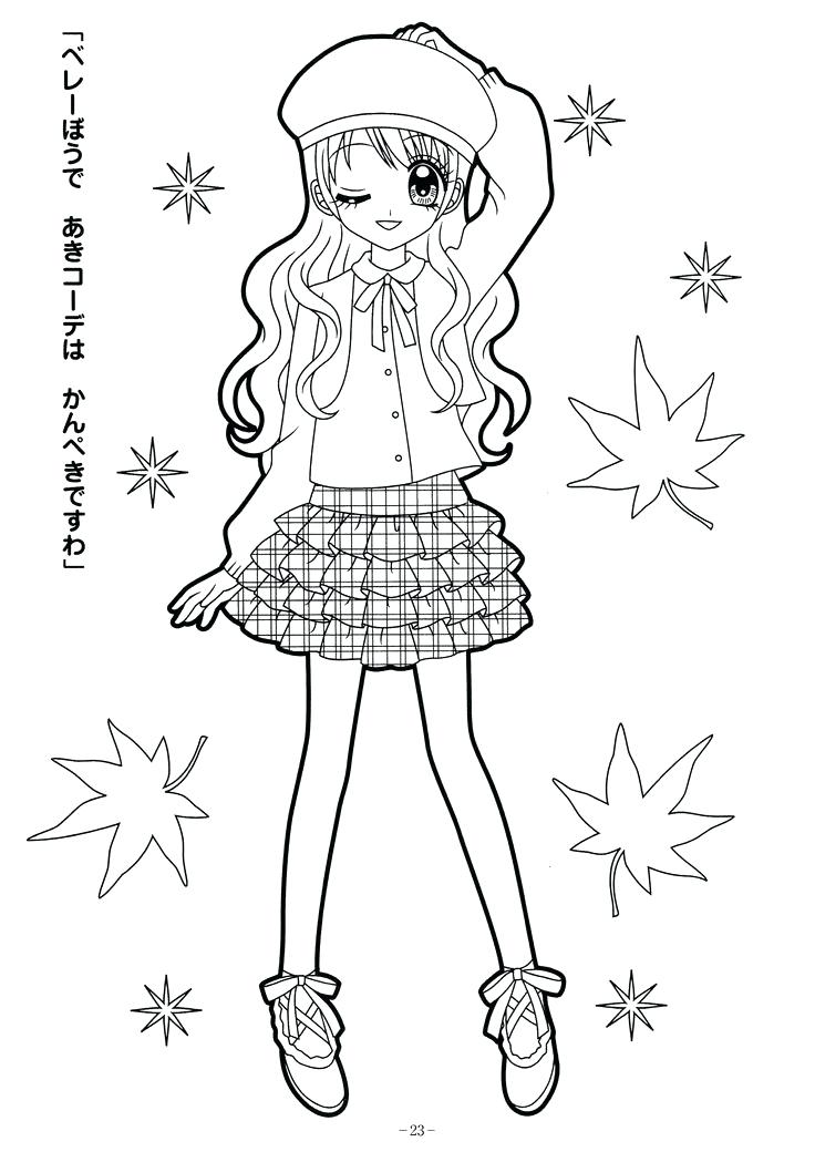 736x1040 Easy Coloring Pages For Girls Cute Adorable Coloring Cartoon Girl