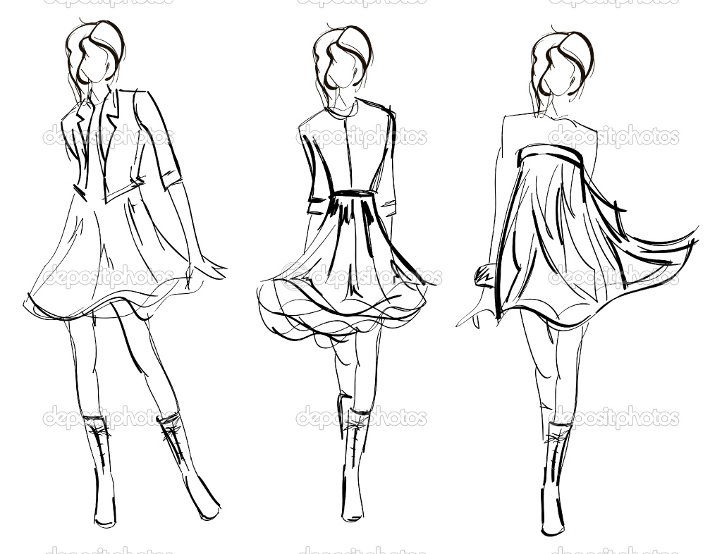 1024x786 Amazing Of Depositphotos Hand Drawn Fashion Model.