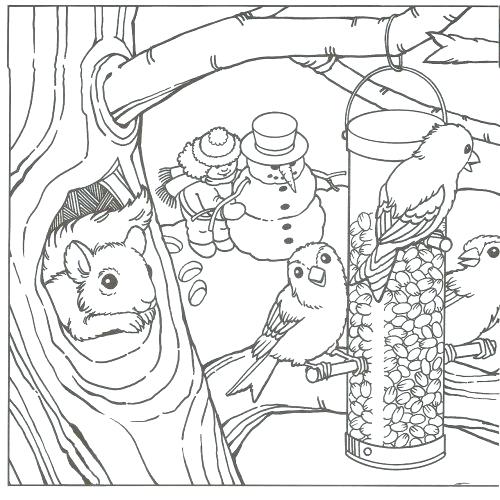 500x500 Winter Scenes Coloring Pages Printable