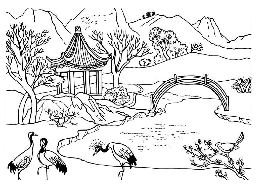 1050x766 Free Coloring Pages Nature Scenes Nature Coloring Pages Printable