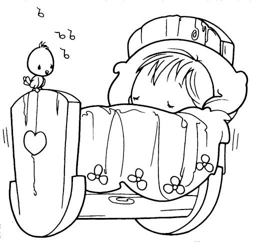 512x484 Sleeping Baby, Precious Moments, Coloring Pages Cards Art