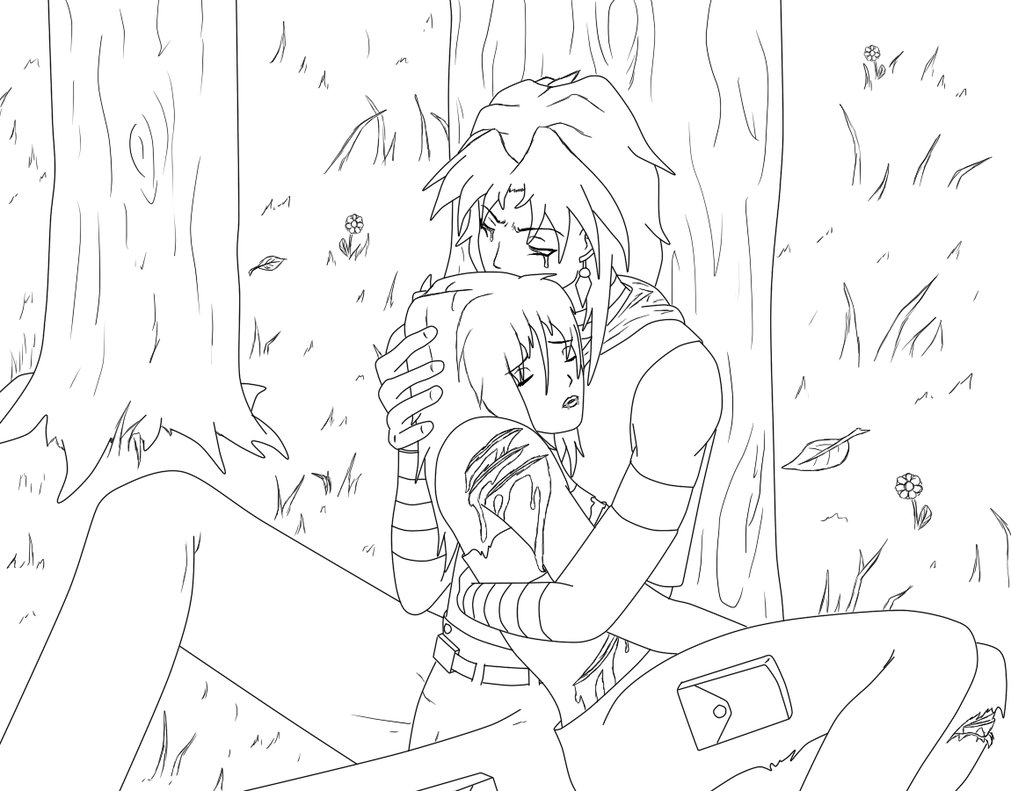 1011x791 Anime Couple Lineart 02 By