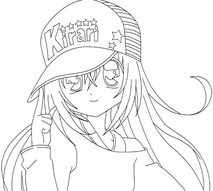 687x616 Anime Girl Coloring Pages