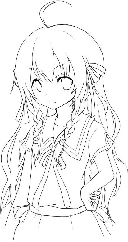 412x776 Anime Girl Coloring Sheet