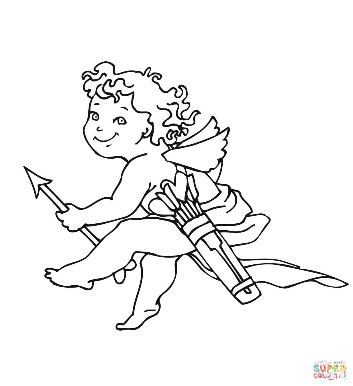 1232x1346 Cartoon Cupid Coloring Page Free Printable Pages For Valentines