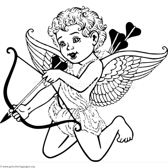 700x700 Cute Valentines Angel With Love Arrow Coloring Pages