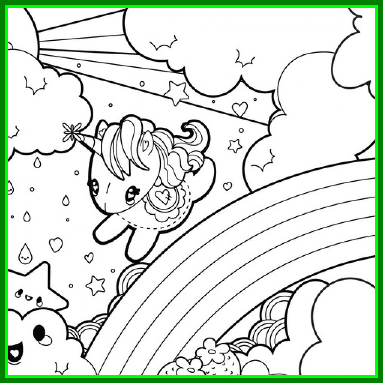 1220x1220 Marvelous Baby Unicorn Coloring Pages For Kids Pleasing Kawaii