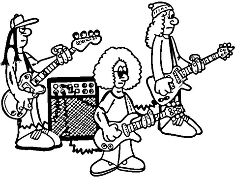 480x366 Rock Band Coloring Pages Rock Band On Rehearsal Coloring Page Free