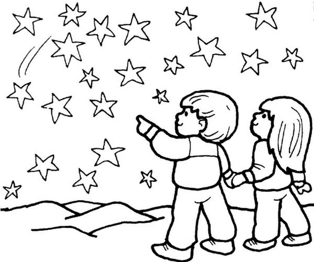 1048x873 Boy And Girl Look The Star Coloring Pages 435293 Coloring Pages