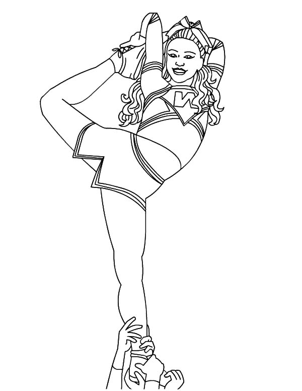 600x776 Cheerleader Dangerous Stunt Coloring Pages Cheerleader Dangerous