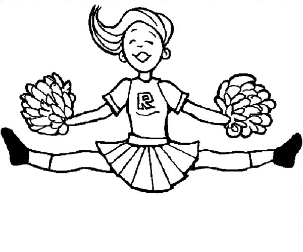 600x498 Cheerleader Doing Split Coloring Pages Cheerleader Doing Split