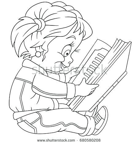 450x470 Reading Coloring Page Reading Coloring Pages A Girl Reading A Book