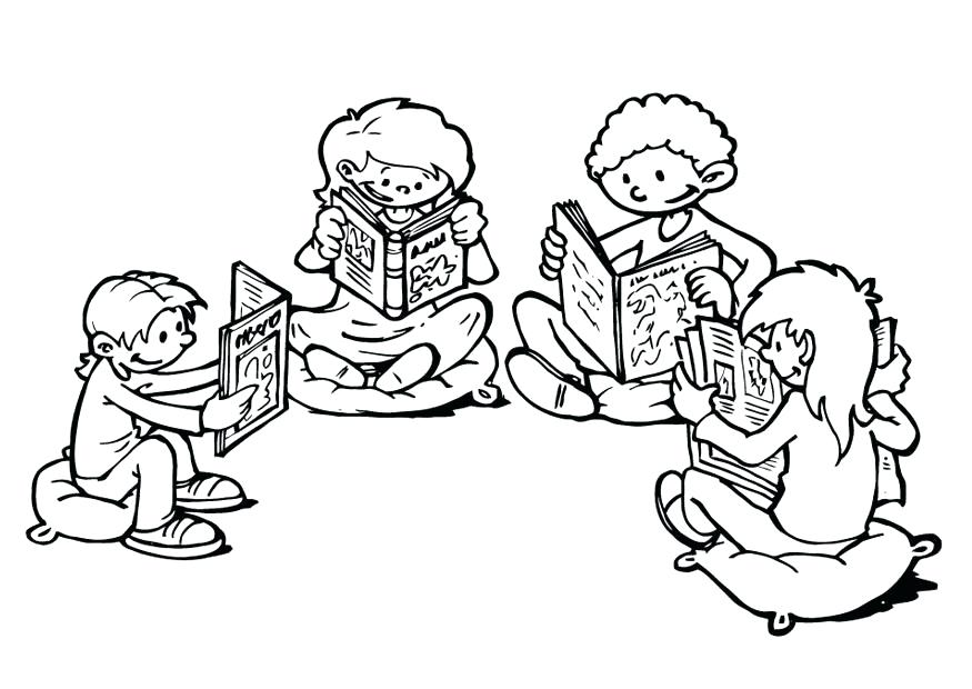 875x620 Reading Coloring Pages A Boy Student Reading A Book Coloring Page