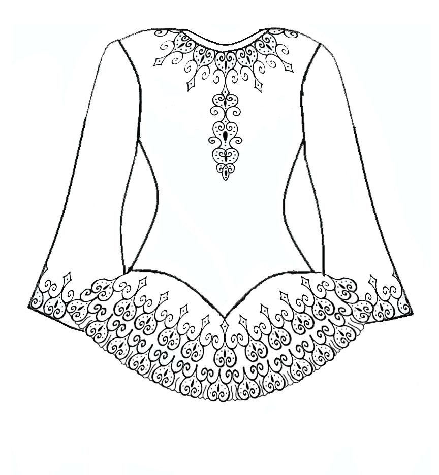 864x936 Revealing Irish Dance Coloring Pages Solo Dress Colouring Page